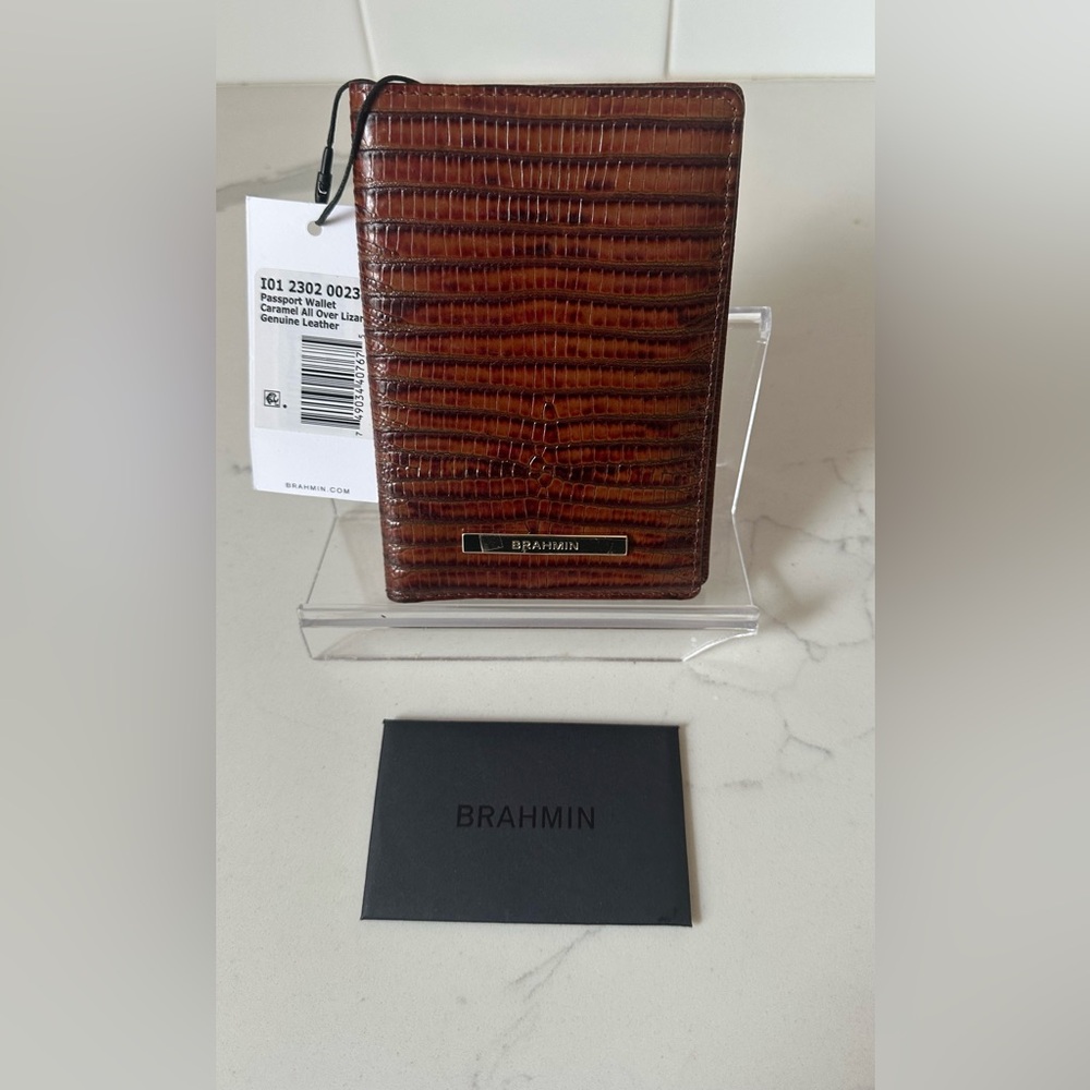 Brahmin Cognac Lizard-Embossed Leather Wallet